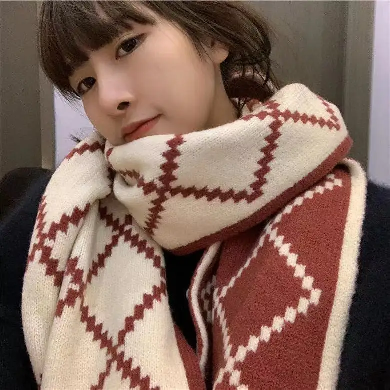 Christmas Pure Cotton Lady Big Shawl Imitation Cashmere Scarf Soft Skin-friendly Thickening Warm Letter Printing Shawl Scarf