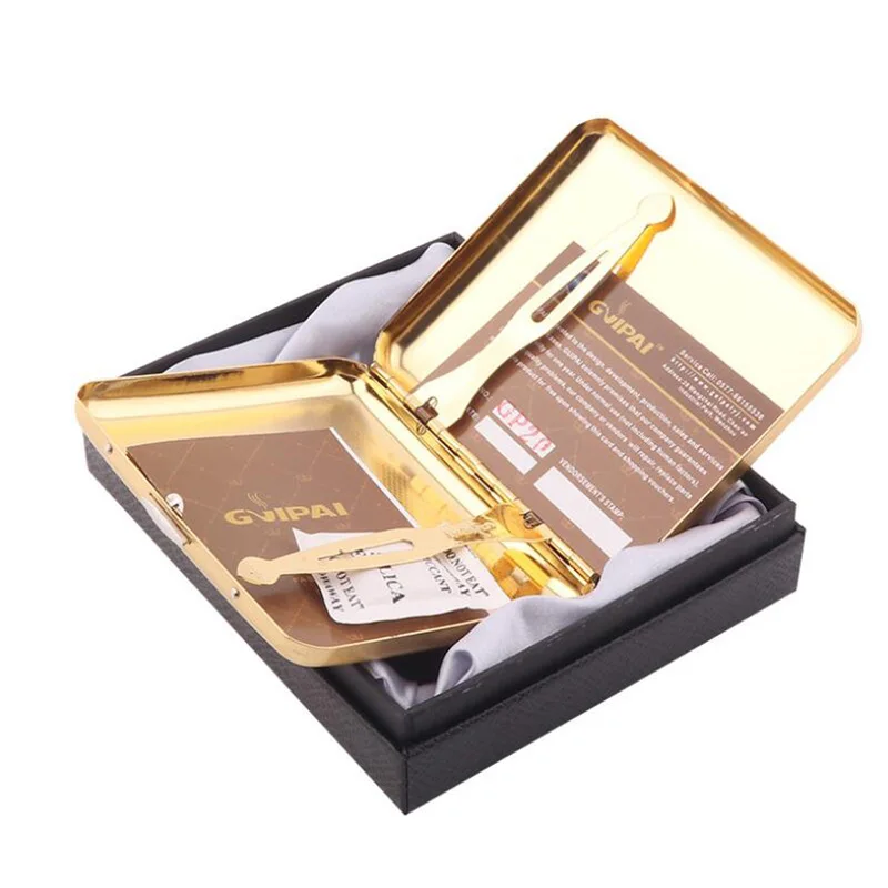 Stainless Steel Cigarette Case for 16 Pcs Cigarette Tobacco Holder With Gift Box Smoking Accessories