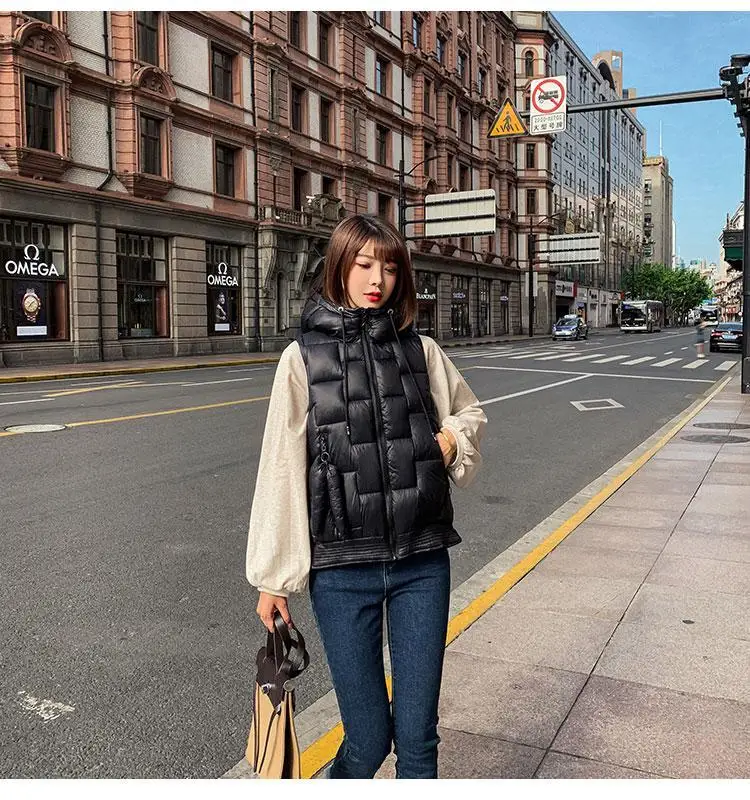 Korean Women's Edition Short Sleeveless Vest Jacket With Sleeveless Vest - Цвет: Black