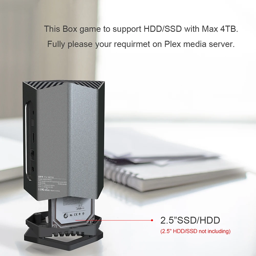 Игровой ТВ-приставка A95X Max Plus Amlogic S922X 4 Гб 64 Гб Поддержка Dual Wifi 4K 75fps Plex Средний сервер Play Store Android 9,0 ТВ-приставка