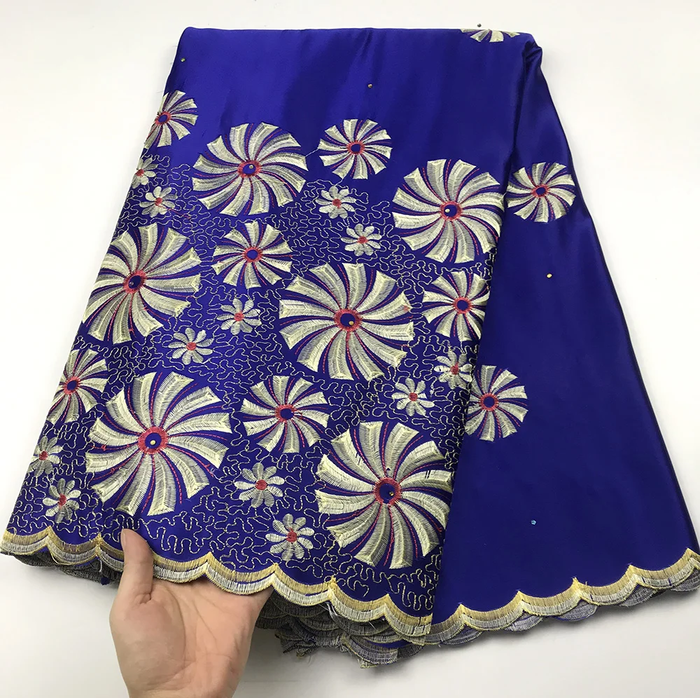 Синий Джордж кружевная ткань Африканская кружевная ткань высокое качество 5 ярдов вышитое кружево в нигерийском стиле ткани для свадебного платья A02 - Цвет: 7