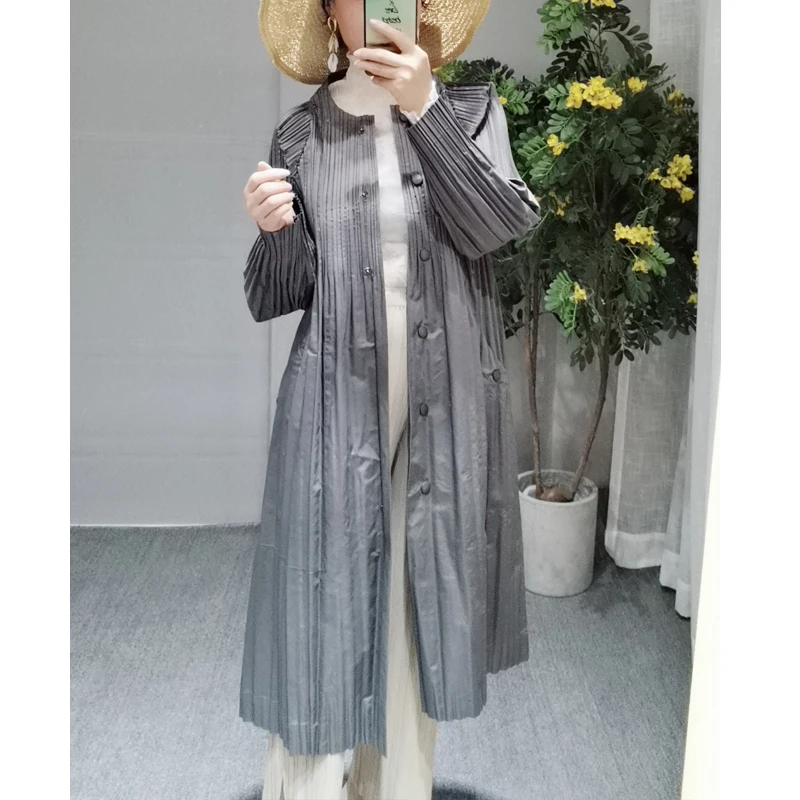 MIYAKE fold осень длинный рукав однобортный средней длины ветровка