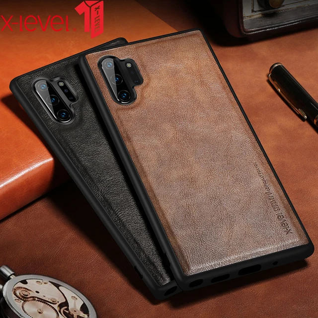X Level Leather Case For Samsung Note 10 Plus Soft Silicone Edge Back Phone Cover For X-Level Leather Case For Samsung Note 10 Plus Soft Silicone Edge Back Phone Cover For Samsung Galaxy Note 10 Case Note10 Plus