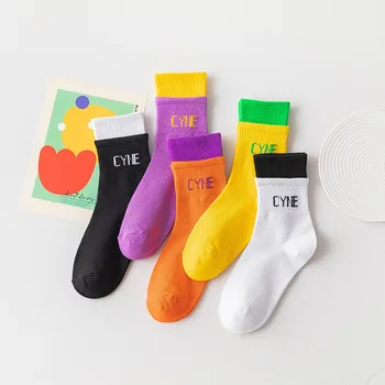 

Patchwork Women Socks Letter Sock Woman Standard Colorful Unisex Long Funny Cotton Novelty Ladies Sox Spring Female Trendy Meias