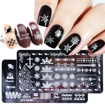 

1pc Christmas Stamping Plates Nail Template Geometric Letter Leaf Image Stamp Polish Printing Stencil Nail Art Mold LASTZFB01-19