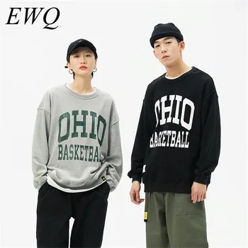 

EWQ / men wear 2020 spring fashion new Round Neck Sweatshirt casual Letter Printing all-match long sleeve large size tops 9Y784