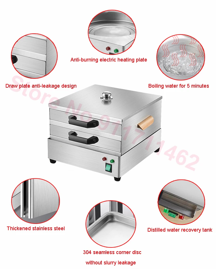 2 Layer Rice Noodle Rolls Machine Drawer Type Multifunction Steamer Stainless Steel Vermicelli Roll Steaming Furnace