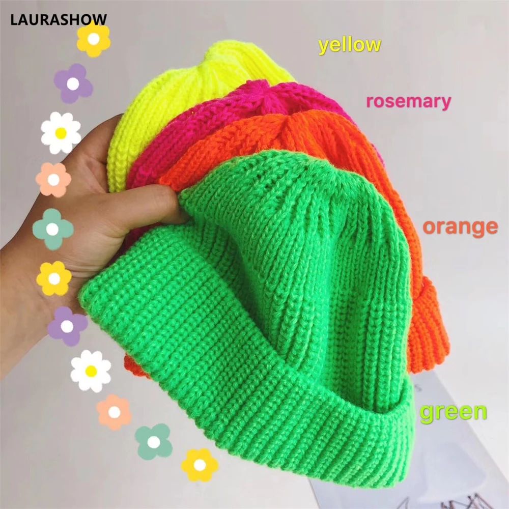 Laurashow/Детская разноцветная вязаная шапка; детская теплая шерстяная шляпа шапочка шапка