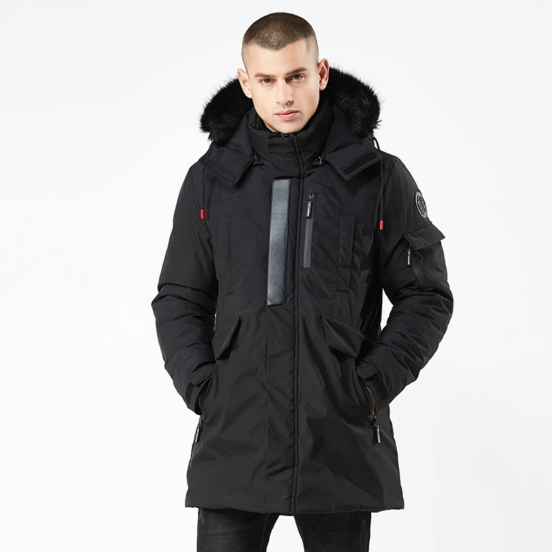Padded Winter Jacket Men Windproof Long Coat Parkas Hood Fur Collar Clothes Men's Windbreakers Large Size Warm Epaulet Outwear