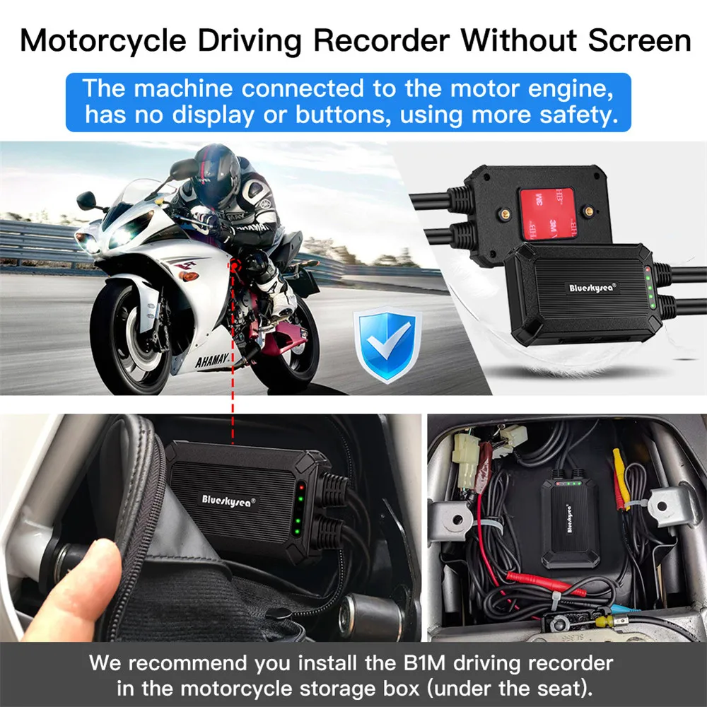 Blueskysea B1M Moto rcycle видеорегистратор FHD 1080P двойной DVR WiFi GPS камера без экрана