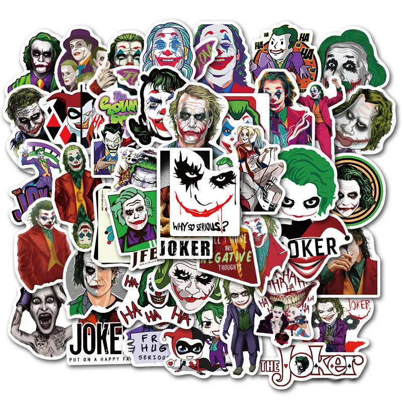TD ZW 50PCS Waterproof Stickers The Joker Anime Stickers Cartoon Stickers For Laptop Luggage Water Bottle Guitar Fridge Decal