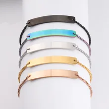 Брусковая заготовка из нержавеющей стали, браслет для гравировки, серебро/золото/розовое золото, металлические регулируемые браслеты, полированные,, 10 шт