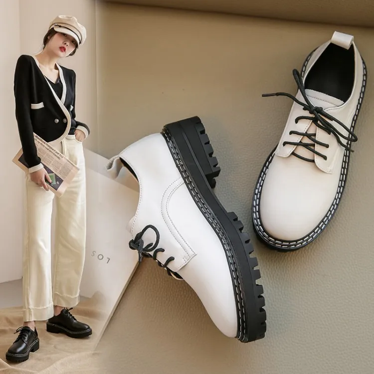 

Pq1-1n Genuine Leather round-Toe Lace-up Casual Shoes