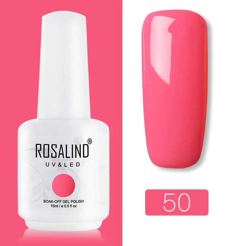 RH50 ROSALIND 15 мл Блестящий Гель-лак для ногтей гибридные Лаки нужен УФ светодиодный маникюрный светильник неоновый дизайн для ногтей впитываемый базовый верхний слой гель Праймер - Цвет: RH50