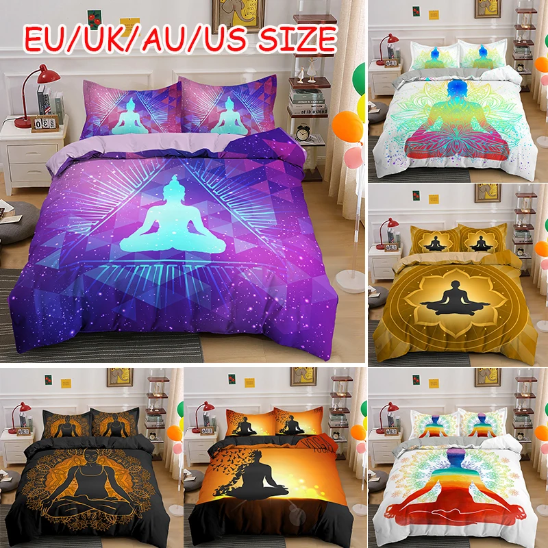 

Yoga Bedding Set Meditation Duvet Covers with Pillowcase Cover Home Decor Bed Clothes US/EU AU/UK Size