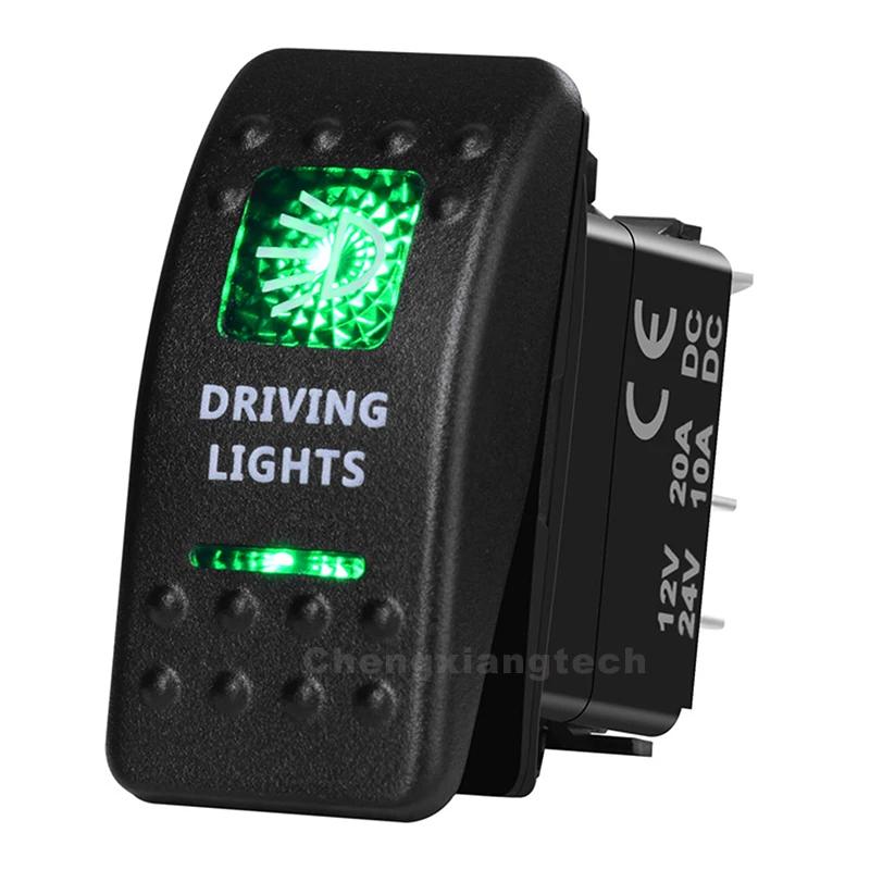 

DRIVING LIGHTS 5 Pin On Off Green Led Backlit Rocker Switch for Car Boat Truck 12v 24v SPST Carling Contura Rocker Switch