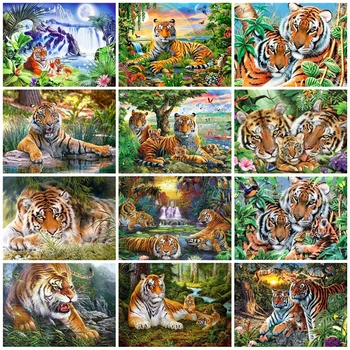 

EverShine 5D Diamond Painting Full Drill Square Tiger Diamond Art Embroidery Mosaic Animals Handicraft Hobby Gift Wall Decor