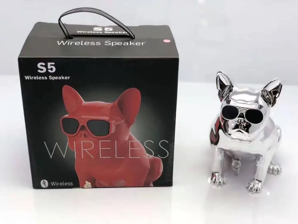 Беспроводной Bluetooth динамик S4╱S5 бульдог динамик сабвуфер многофункциональные компьютерные колонки Портативный HIFIBass плеер для подарков - Цвет: S5-Silver