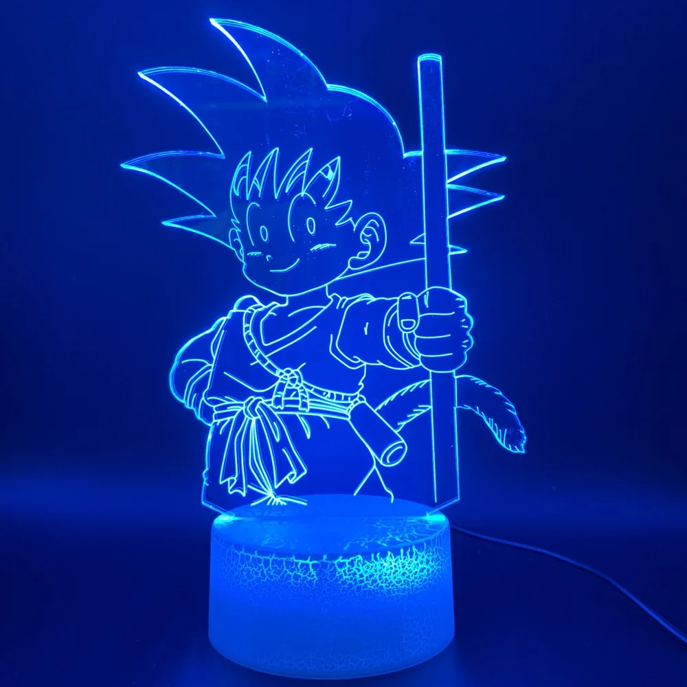 2 Awesome 3D Illusion Lamp Dragon Ball Z Goku Super Saiyan Figure Office Home Decoration Lamp Gift for Kids Child Led Night Light - Испускаемый цвет: 2