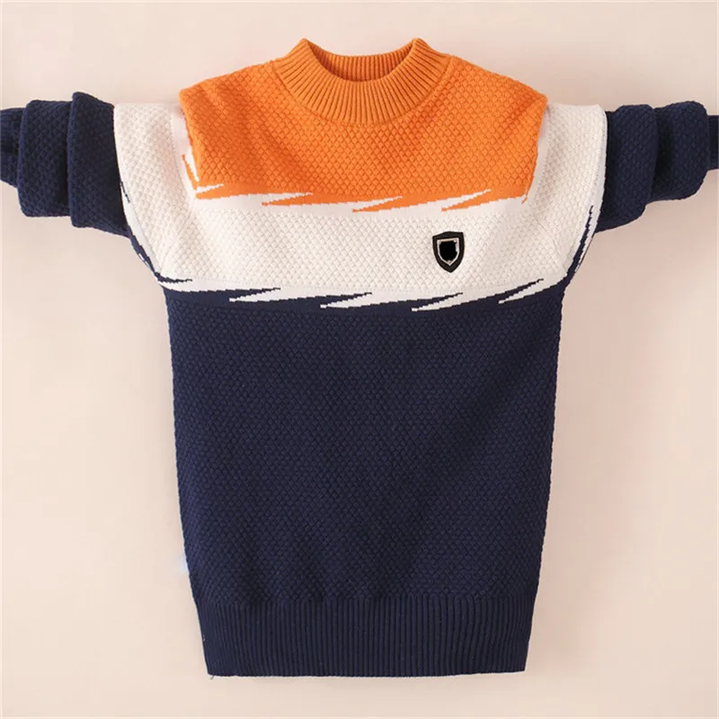 Детский свитер для мальчиков, весенне-Зимний вязаный пуловер из чистого хлопка для детей теплый свитер для мальчиков-подростков 6, 8, 10, 14, 12 лет, TX168