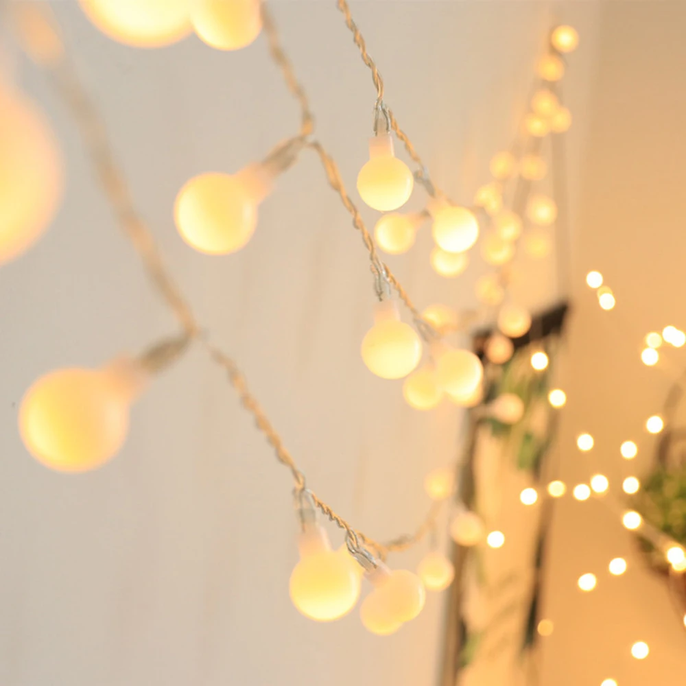 Frosted Small Ball String Lights Romantic Room Ornament Christmas Lights Wedding Party Decoration Lights