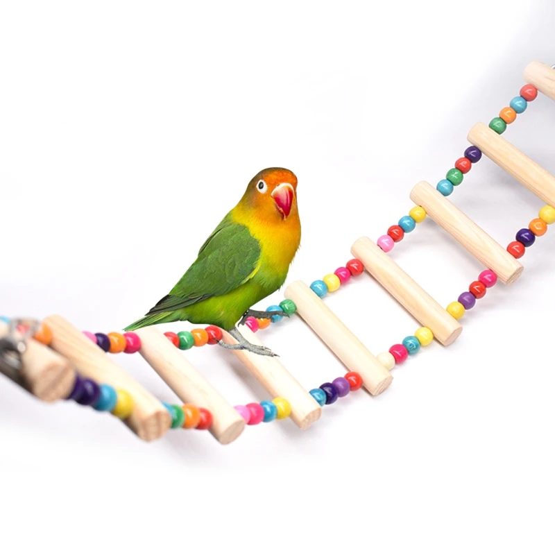 Wooden Parrot Hamster Bird Climbing Ladder Swing Play Toys Set Birds Exercise Perch