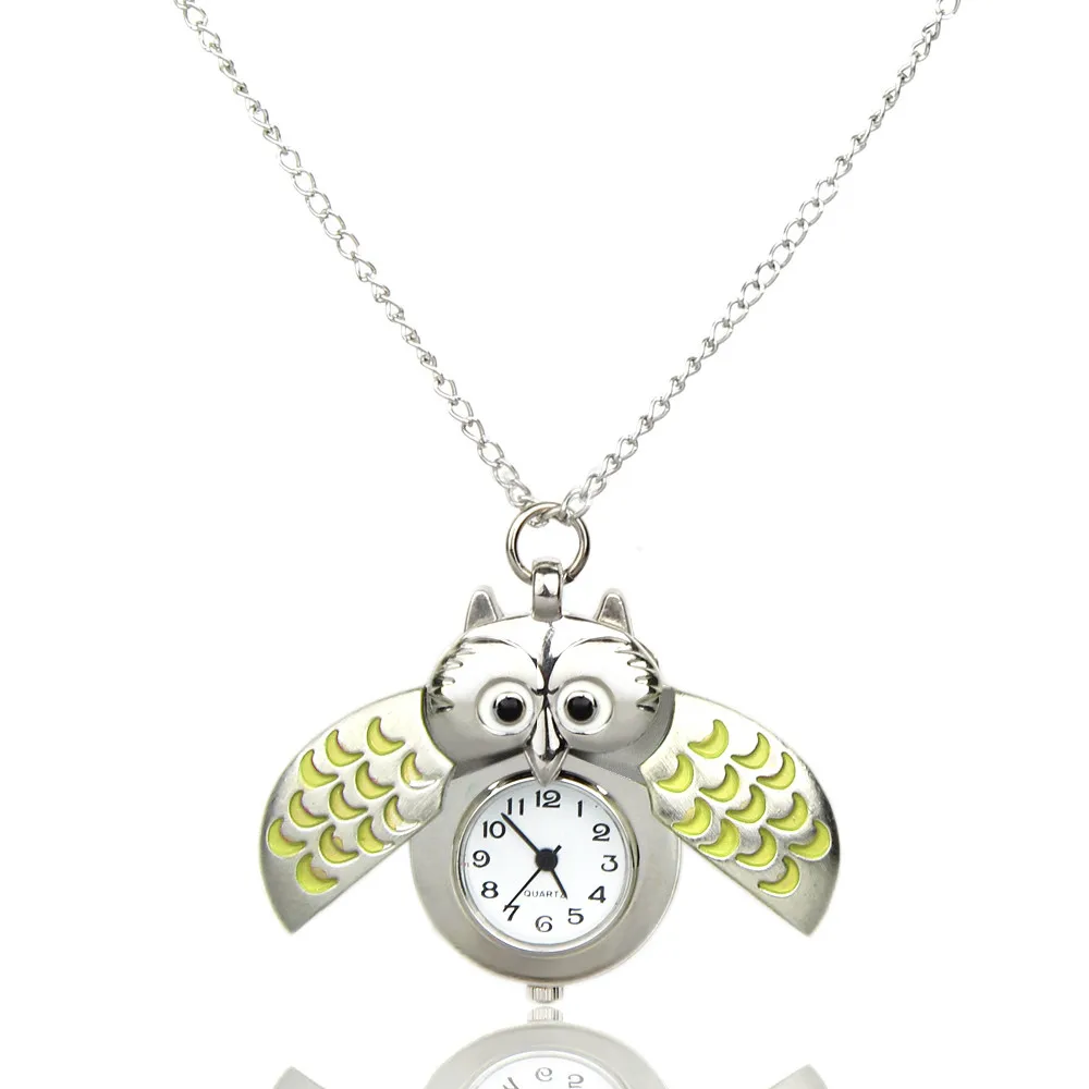 Mini Metal owl double open Quartz Watch Pendant Hanging