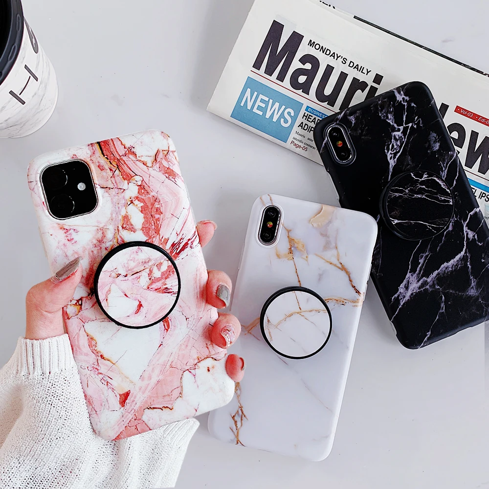 FLYKYLIN чехол с мраморной подставкой для iPhone 11 Pro Max SE 2 задняя крышка Huawei P30 P20 Lite