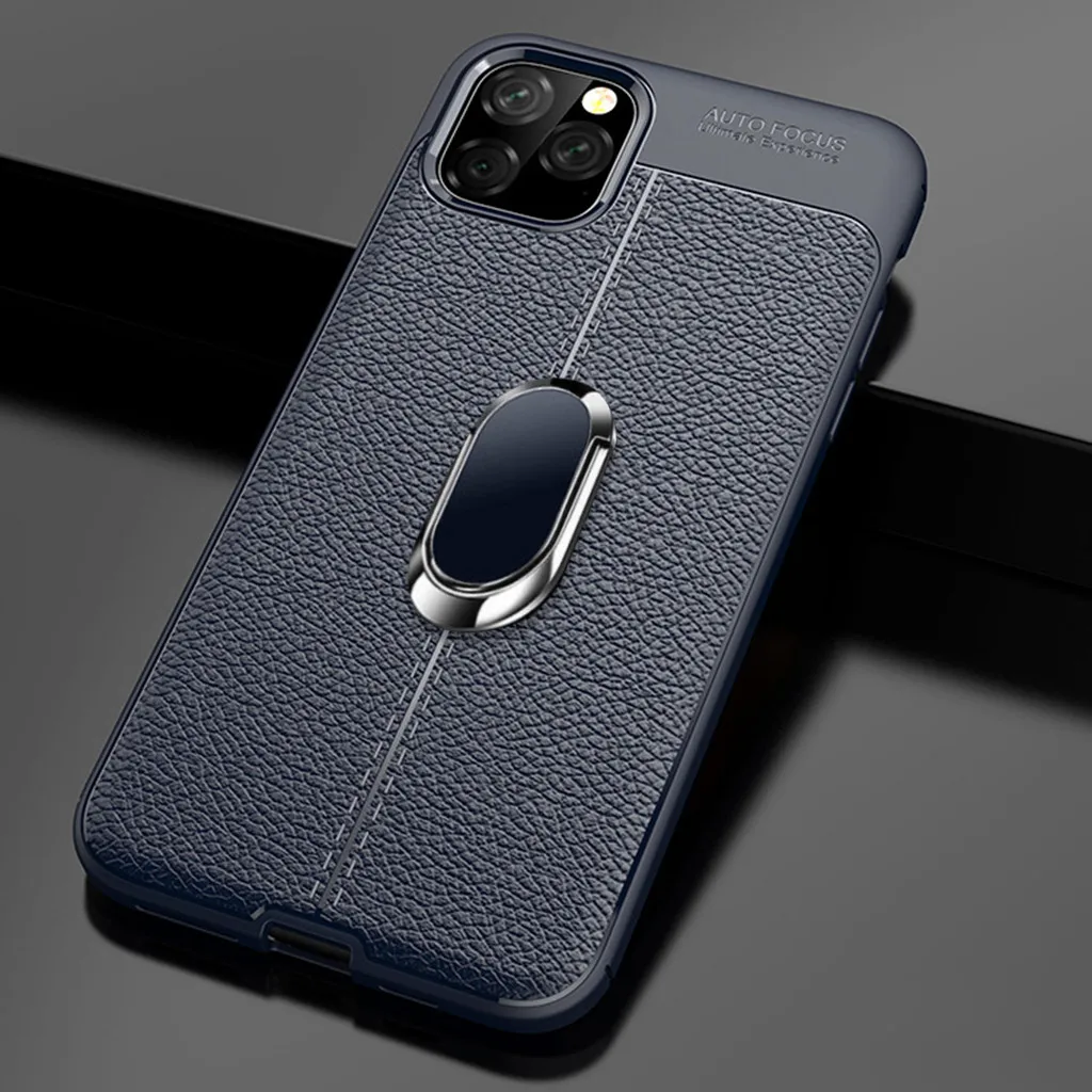 Mosunx для IPhone 11 Pro и IPhone 11 IPhone 11 Max Pro кожаный мягкий прочный тонкий кольцевой Чехол-подставка силиконовый ударопрочный чехол