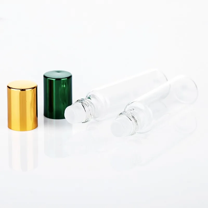 5ml 10ML 6pcs Clear Glass Essential Oil Roller Bottles Glass Roller Balls Aromatherapy s Lip Balms Glass Roll On Bottle
