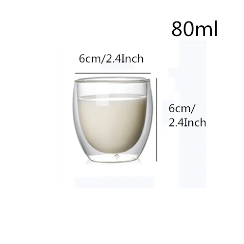 80ml VILEAD 4 размера двухслойный стеклянный в форме яйца форма чашки высокого из боросиликатного стекла термостойкий стеклянный бутылка для воды изолированные молочные кофейные очки - Цвет: 80ml