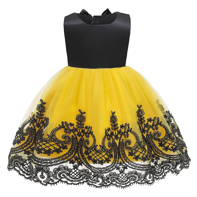 Детское платье принцессы маленького и среднего размера кружевное детское платье новое летнее праздничное платье с бантом для 1 года - Цвет: As shown
