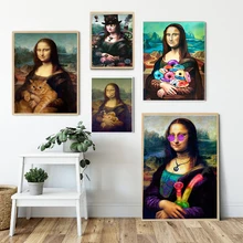 

Funny Mona Lisa Portrait Figure Canvas Painting Wall Art Modern Posters Prints Wall Pictures for Living Room Home Cuadros Decor