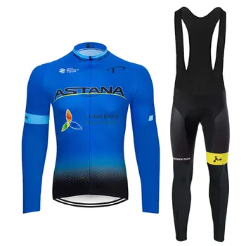 

2020 Black ASTANA cycling jersey 9D pad bike pants set MTB Ropa Ciclismo Thermal spring autumn bicycling Maillot culottes