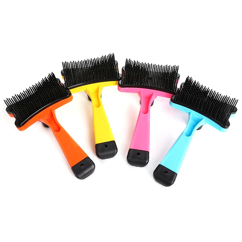 Comb Hair Fur Shedding Tool Pet Dog Cat Grooming Self Cleaning Slicker Brush High Quality
