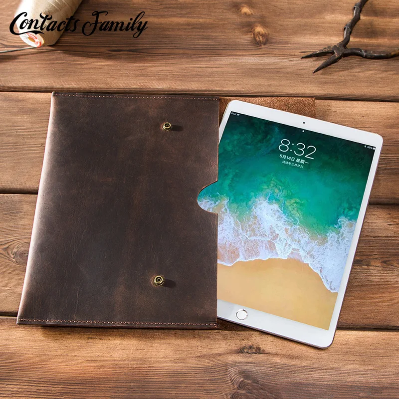 contacts genuine leather casual retro iPad Sleeve Pouch for ipad pro 11 inch 2020 vintage Tablets es