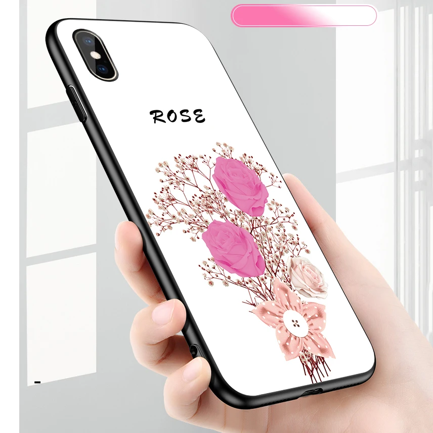 Чехол в виде светящегося стекла для iPhone 6, 6s, 7, 8 Plus, чехол для телефона, УФ-светильник, сменный цвет, чехол с цветочным рисунком для iPhone X, XR, XS, Max
