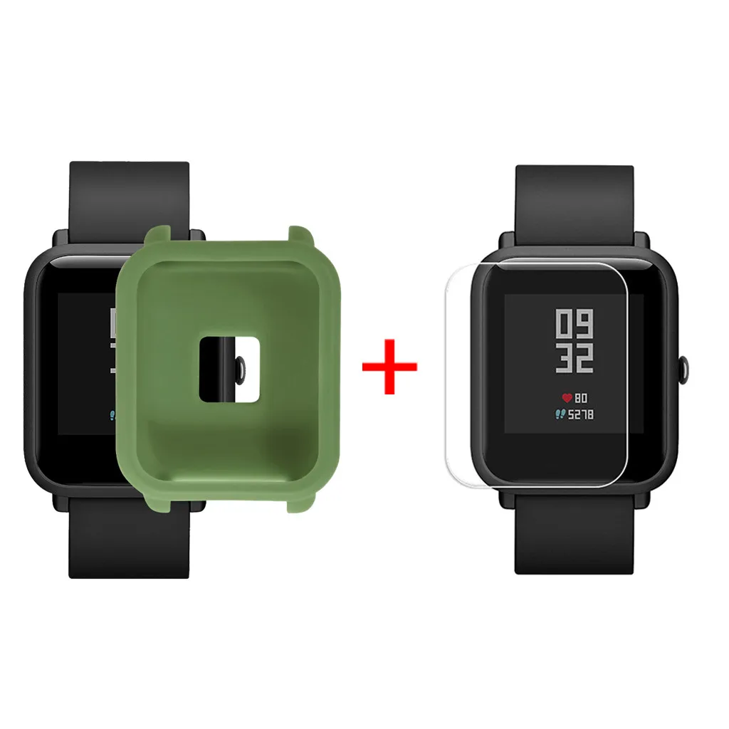 Мягкий силиконовый чехол с полной защитой для умных часов Huami Amazfit Bip Youth Watch с защитой экрана Relogio Inteligente - Цвет: A