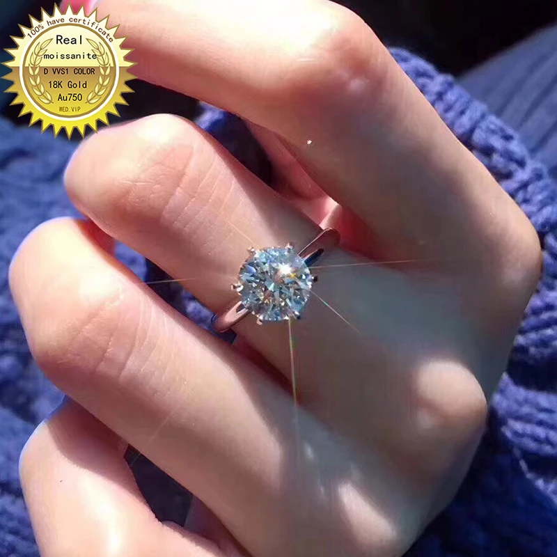 100% 18K золото 1ct Муассанит бриллиантовое кольцо D Цвет VVS с национальным сертификатом 09