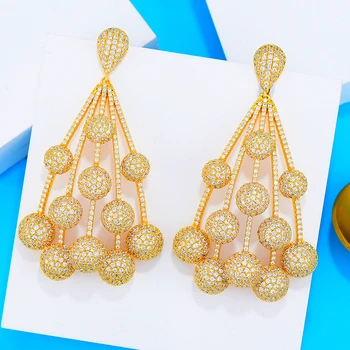 

missvikki Luxury gorgeous Ball tassel Pendant Dangle earrings dinner accessories earrings lady fashion luxury zircon earrings