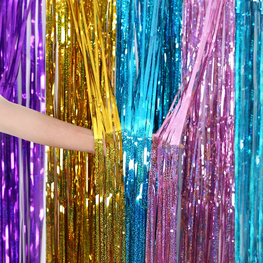Tinsel Laser Curtain 1-4M Birthday Halloween Bachelorette Party Wedding Decoration Party Backdrop Birthday Striped Backdrop birthday backdrop party backdrop curtain party decoration party supplies