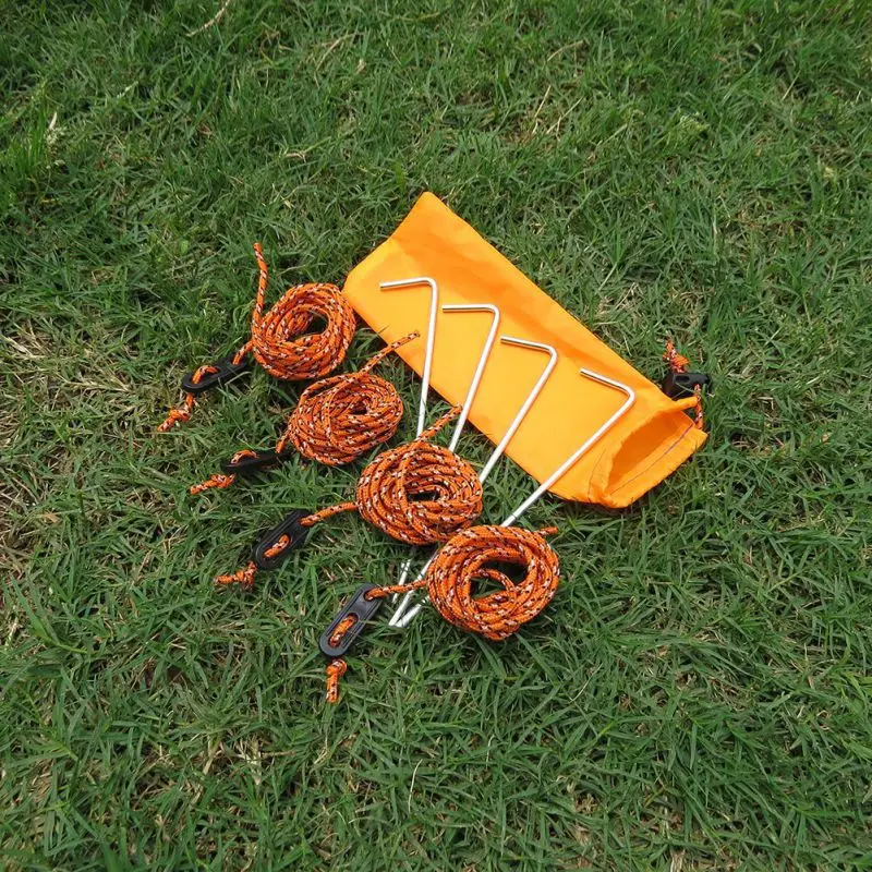 Outdoor Adjustable Tent Fixed Nails Windproof Rope Storage Bag Set Camping Accessories Canopy Fixed Rod Steel Nail Fitting AHPU