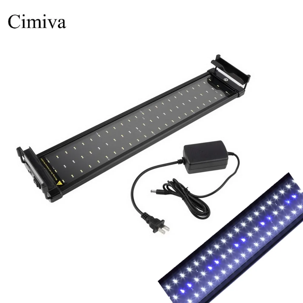 

Cimiva 50-70cm Aquarium LED Lighting Fish Tank Light Lamp with Extendable Brackets 60 White and 12 Blue LEDs Fits for Aquarium