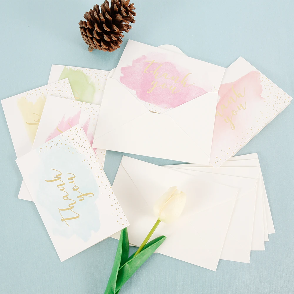 48 шт./лот, прямоугольная гирлянда, открытка "спасибо", маленький подарок, открытка для записей, 10x15 см, декоративная открытка