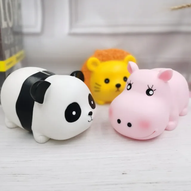 Panda Hippo Lion Elefánt Piggy Bank Money Kreatív Rajzfilm Gyerekek Eséseellenes Otthoni Dekoráció Színes Festmény - Image 5