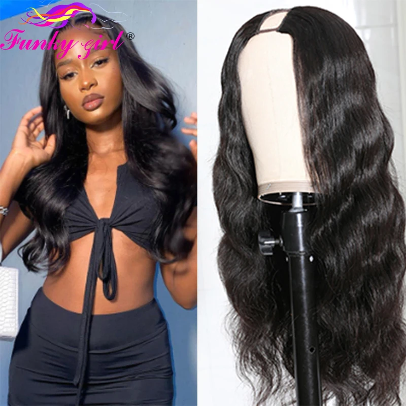 FG Body Wave 2x4 U часть натуральные человеческие волосы парики 8 ~ 28 дюймов для черных