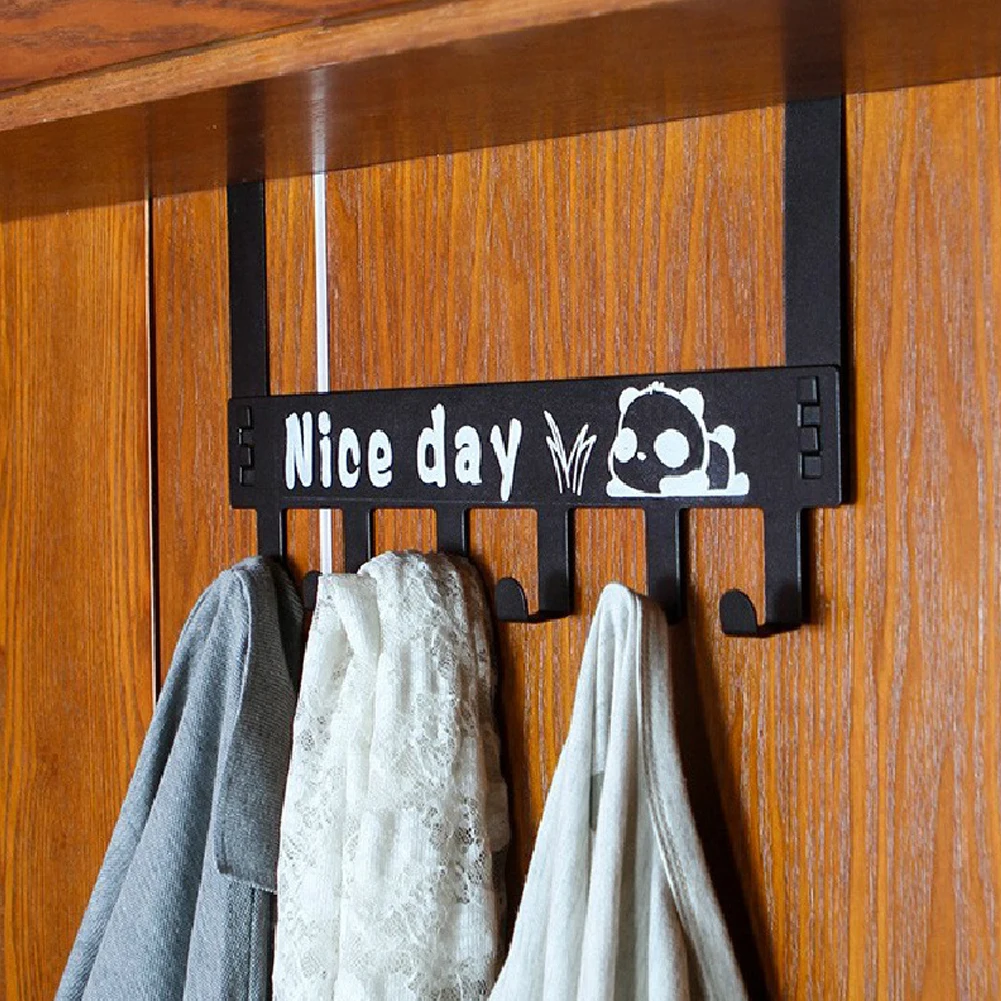 Carbon Steel Seamless Hat Towel Coat Wall Decor Clothes Hangers Racks With 6 Hooks Storage Door Back Hooks
