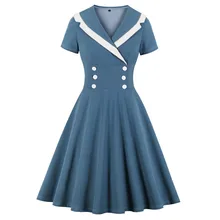 KANCOOLD robe femmes à manches courtes simple boutonnage rétro manches courtes bouton robe Vintage mode nouvelle robe momen 2019dec31(China)