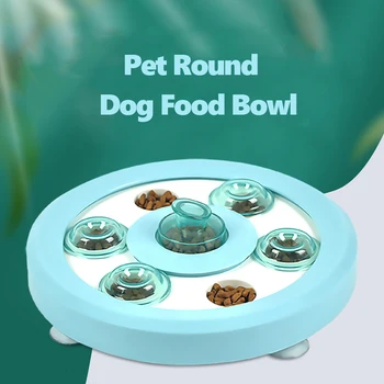 

Round Dog Cat Sucker Slow Food Bowl Non-Slip Anti-Choking Feeder Home Pet Toy Healthy Puppy Kitten Accessories Gift