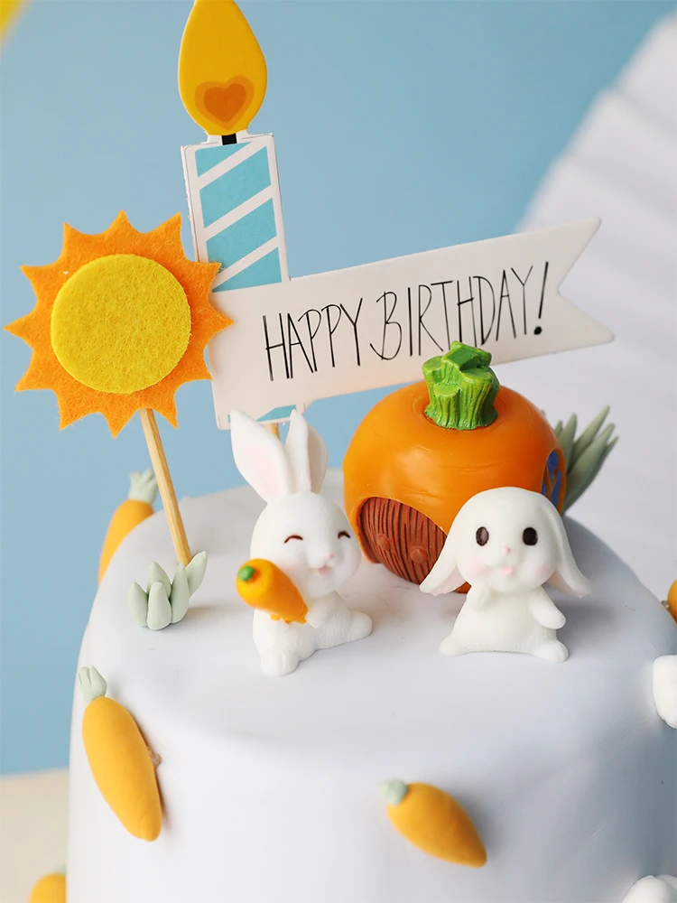 Figurine Decor Gateau Lapin Lapin Coreen Carotte Maison Fete D Anniversaire Soleil Decoration De Gateau Joyeux Type 4pc Sun Cloud Cdiscount Maison